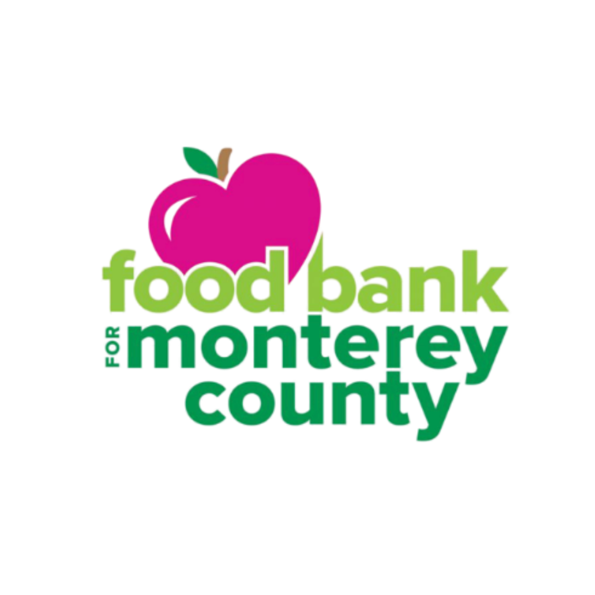 Colorful logo with a bright pink apple, green text saying 'food bank' and 'inspiration and you' underneath.