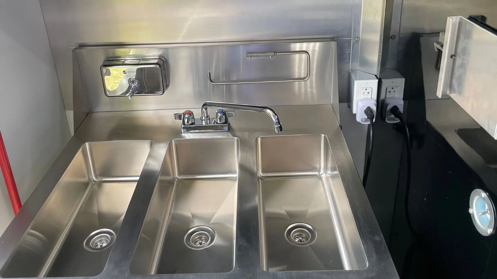 a sink in a mobile market truck