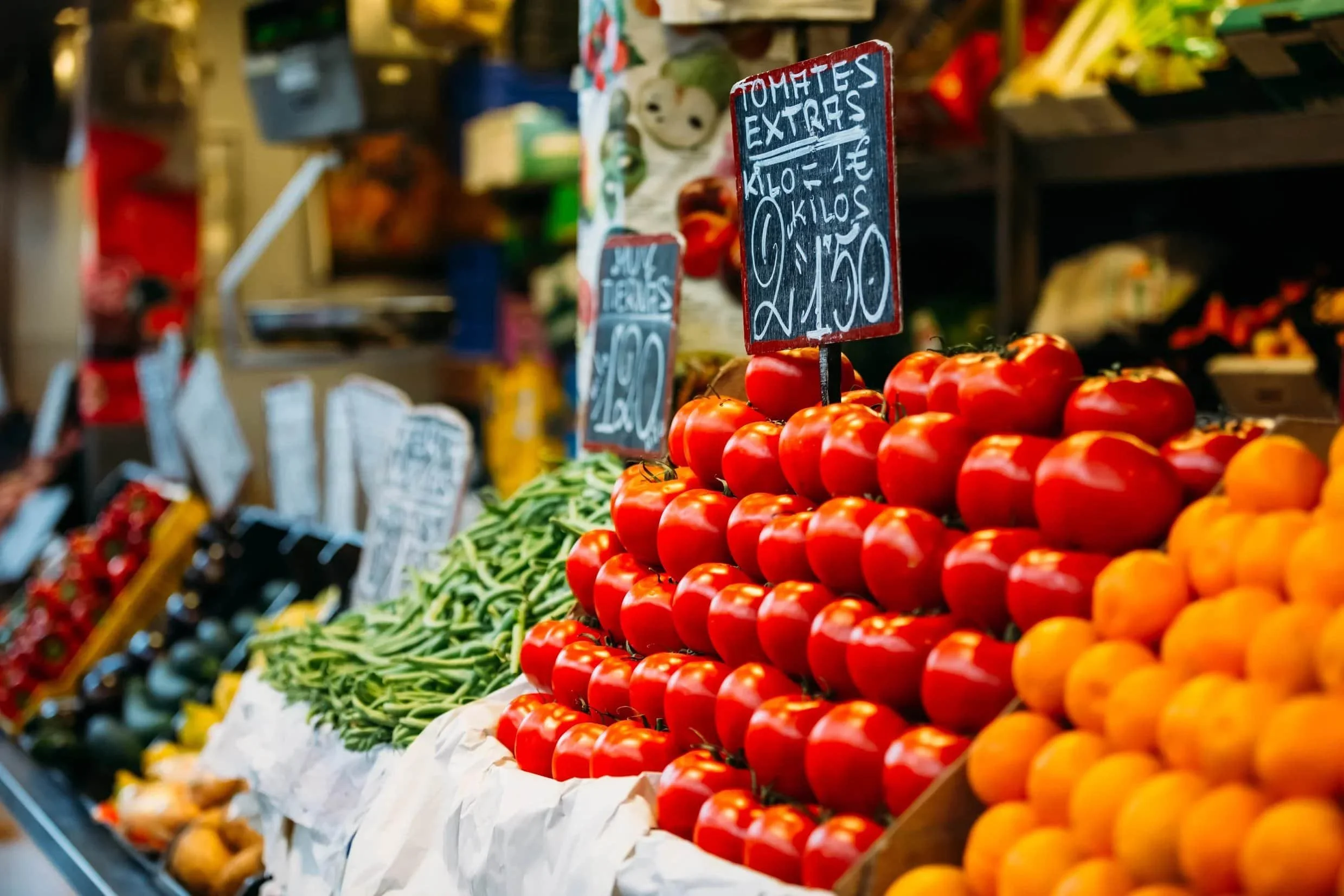Fresh produce sitting on a shelf in a mobile market