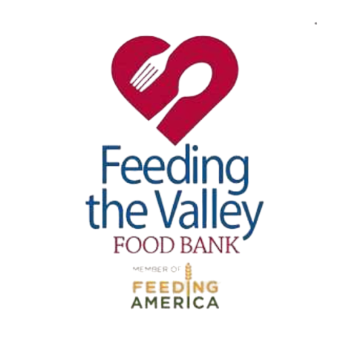A heart-shaped symbol with a fork inside, with the words "reading is the key" above and the logos for a football bank and America below.