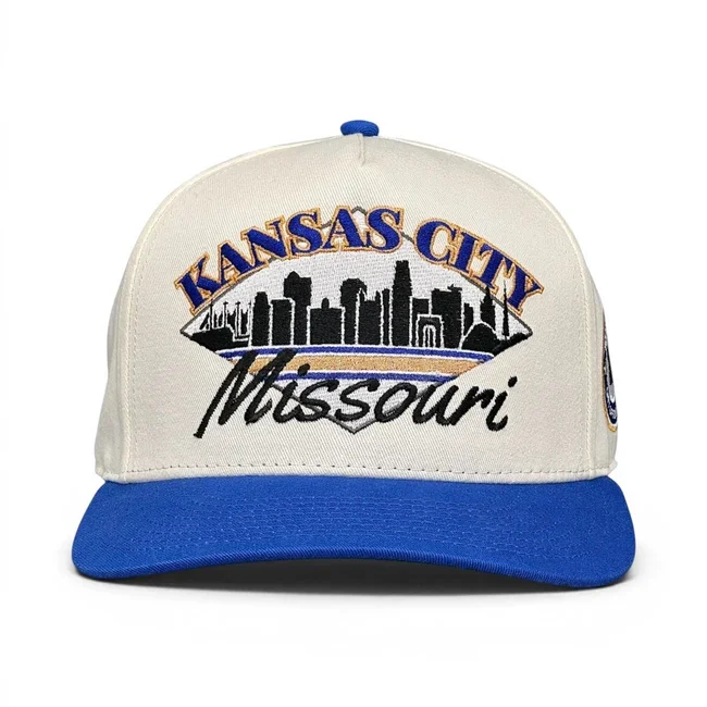 Kansas City Missouri Snapback Hat - Cream/Blue