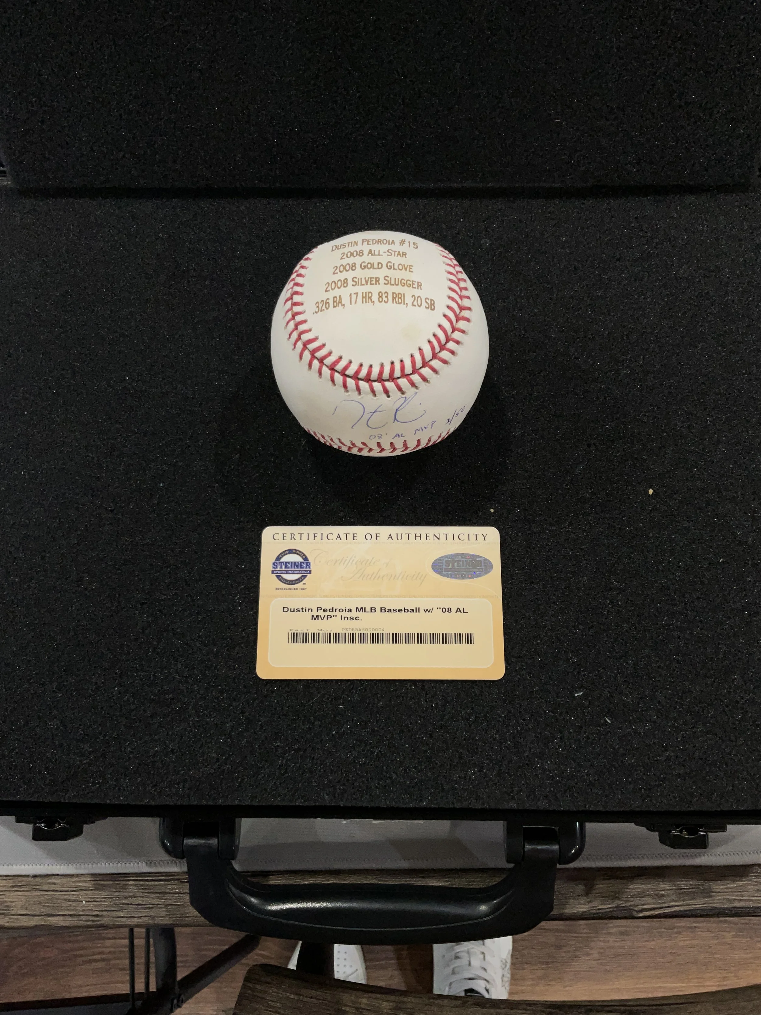 Dustin Pedroia #15 Autographed OMLB - Steiner Authenticated