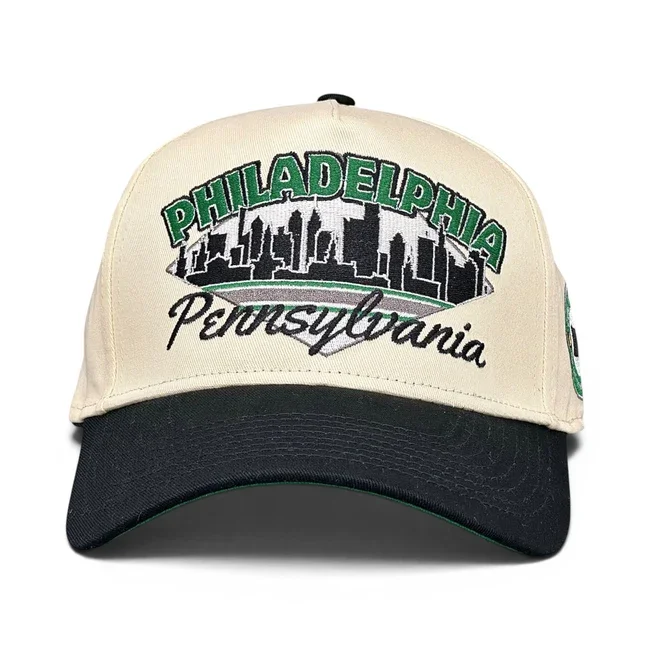 Philadelphia Pennsylvania Snapback Hat - Cream/Black