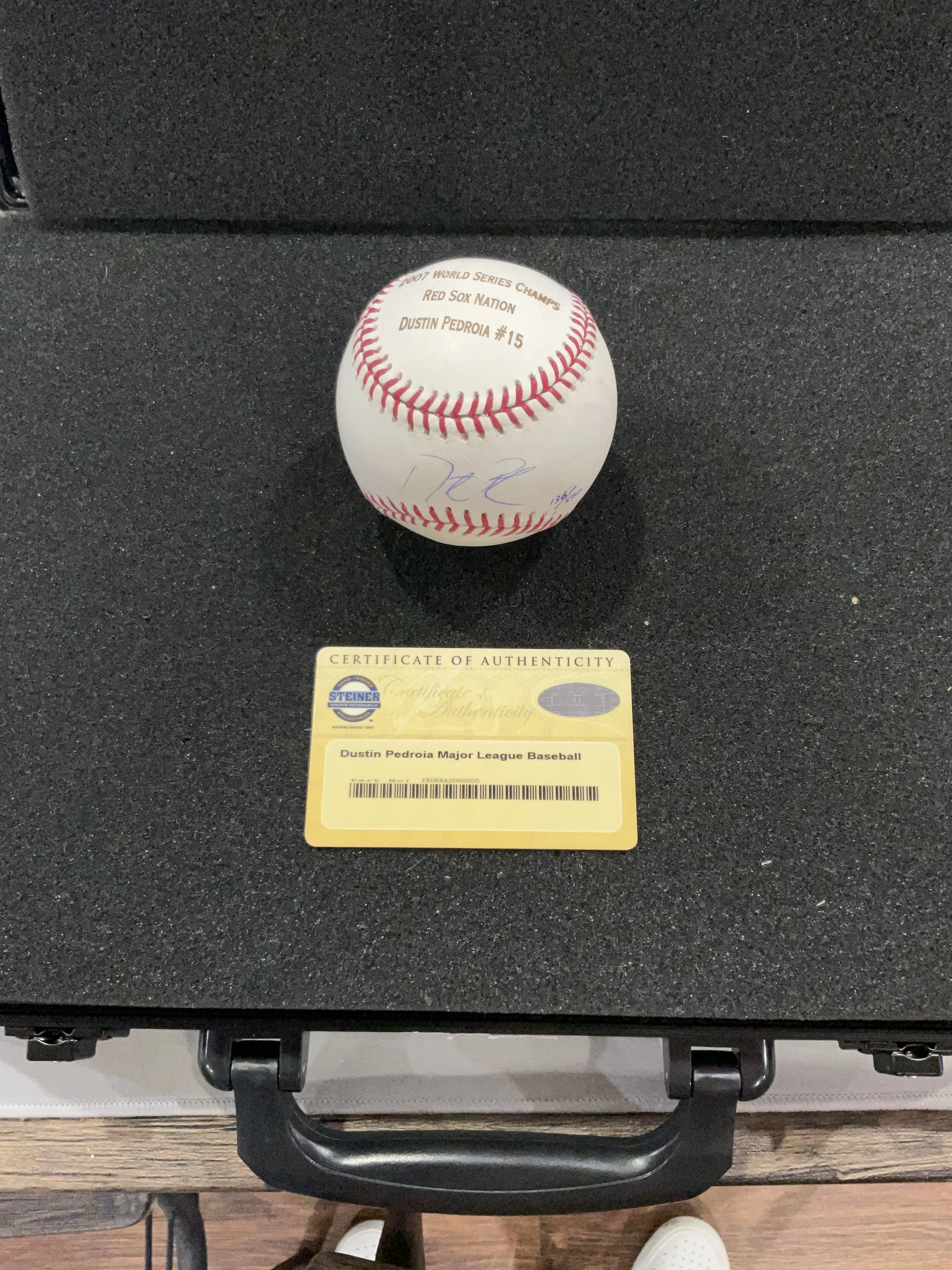 Dustin Pedroia #15 Autographed OMLB - Steiner Authenticated