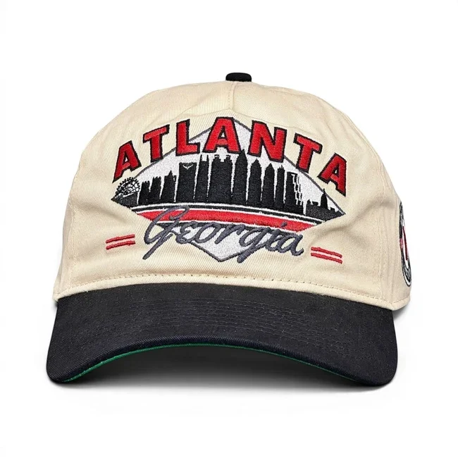 Atlanta Georgia Snapback Hat - Cream/Black