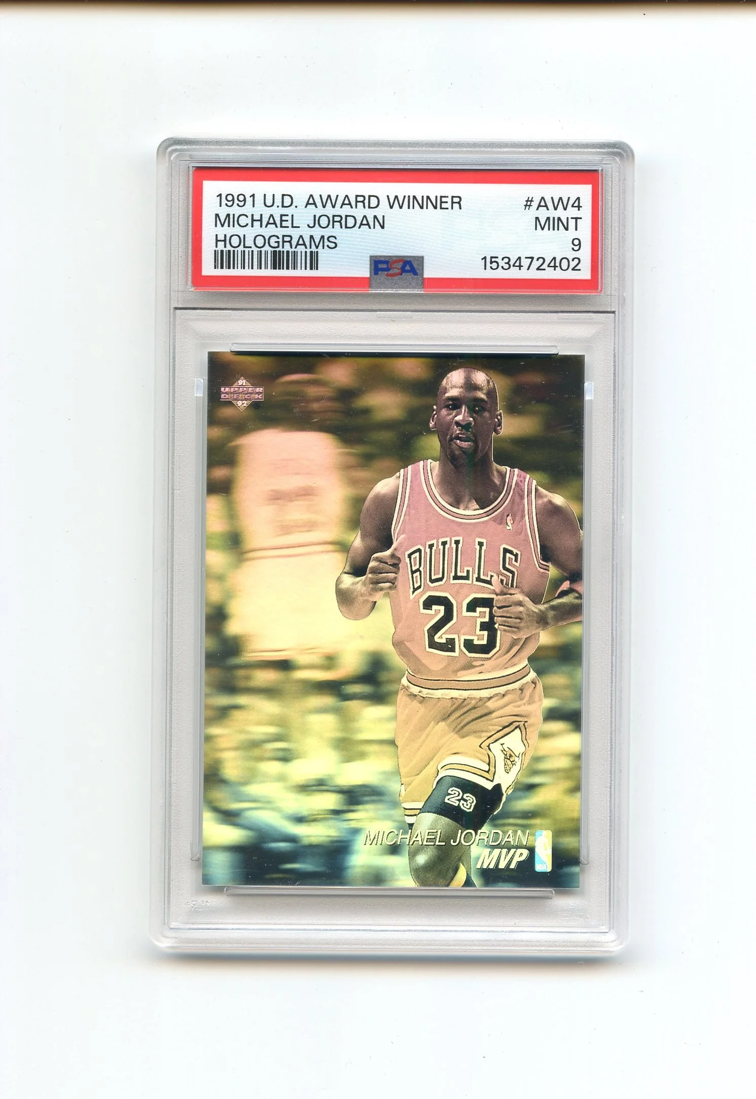 1991 UPPER DECK MICHAEL JORDAN AWARD WINNER HOLOGRAM PSA 9
