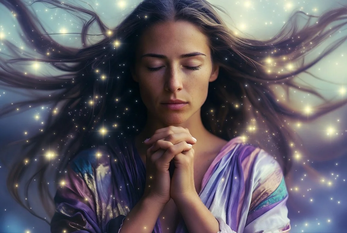 Serene woman in meditation representing Sovereignty and Dogma: Foundations for Starseed Awakening