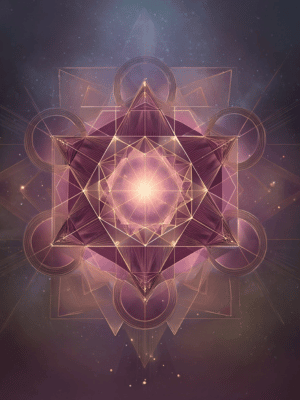 A sacred geometrical Merkabah Tree of Life symbol