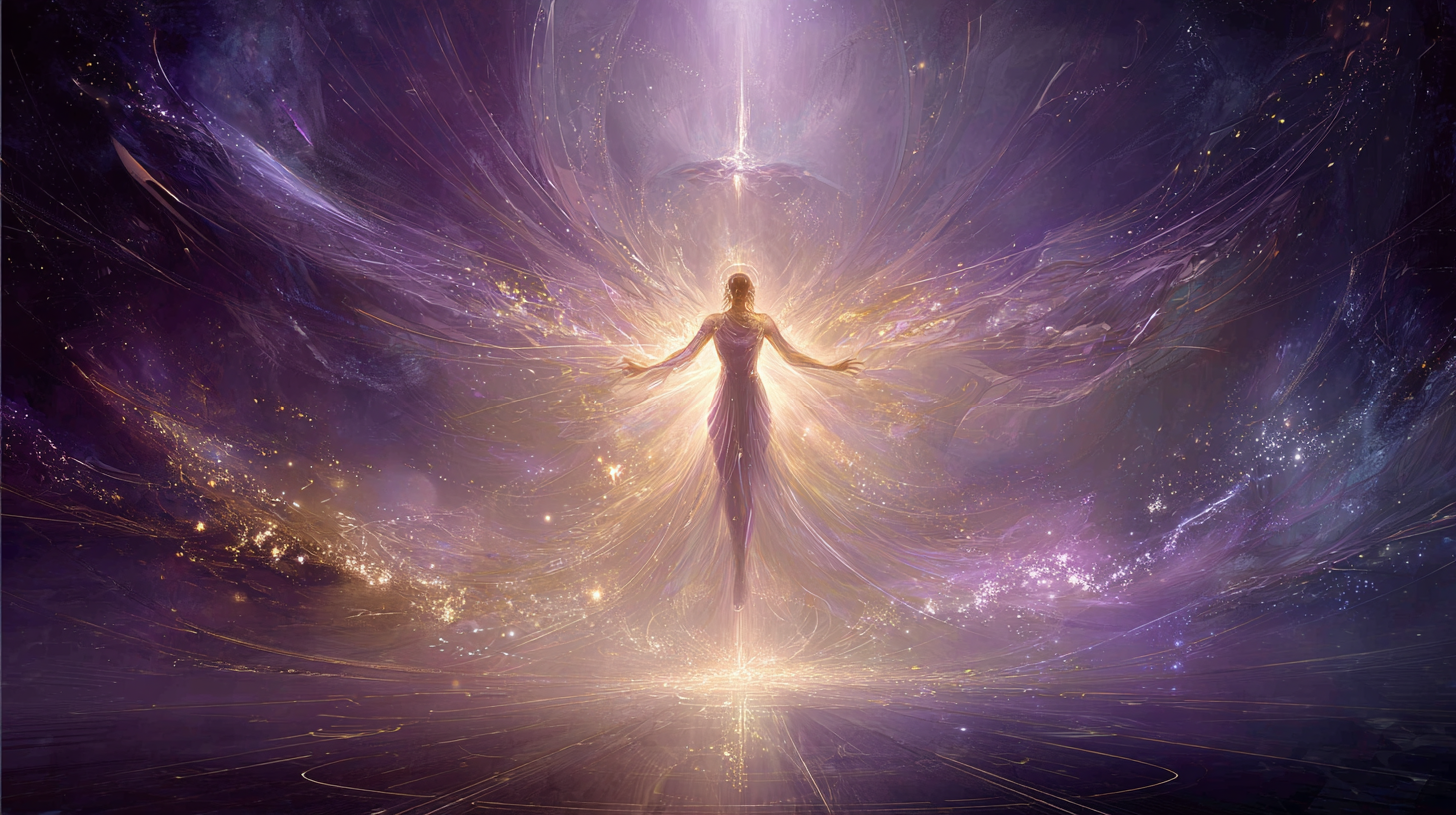 Starseed Light Walker with activated Master Pituitary radiating Stargate energy in cosmic auric field