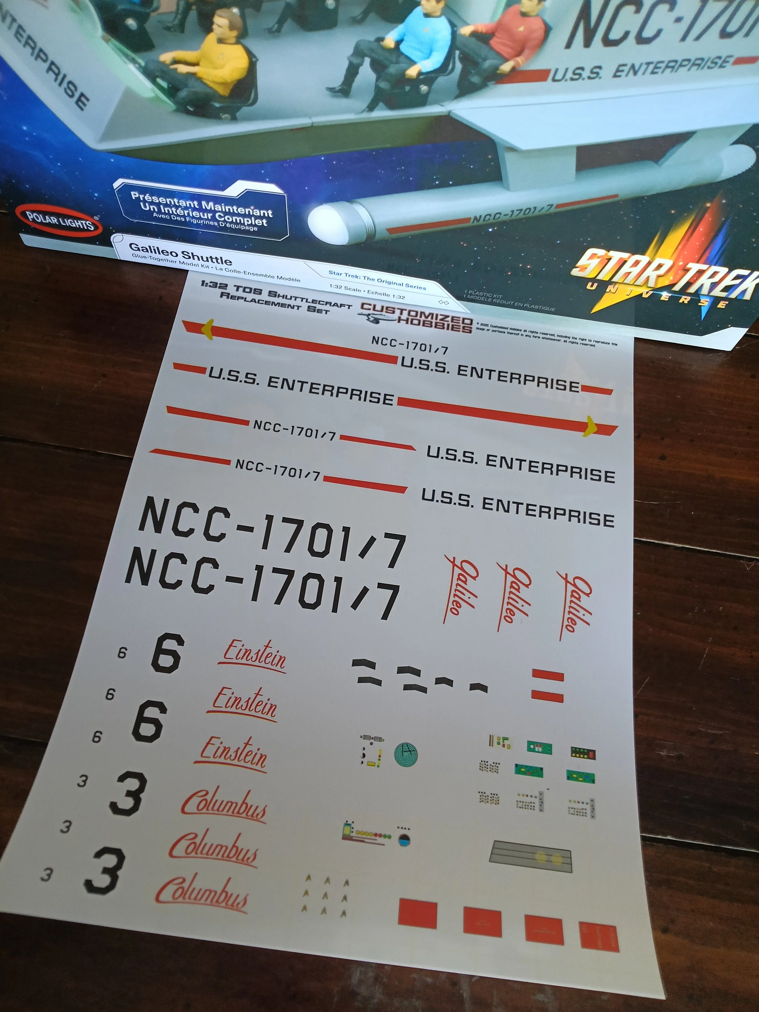TOS Galileo Shuttlecraft 1:32 Customizable Replacement decals