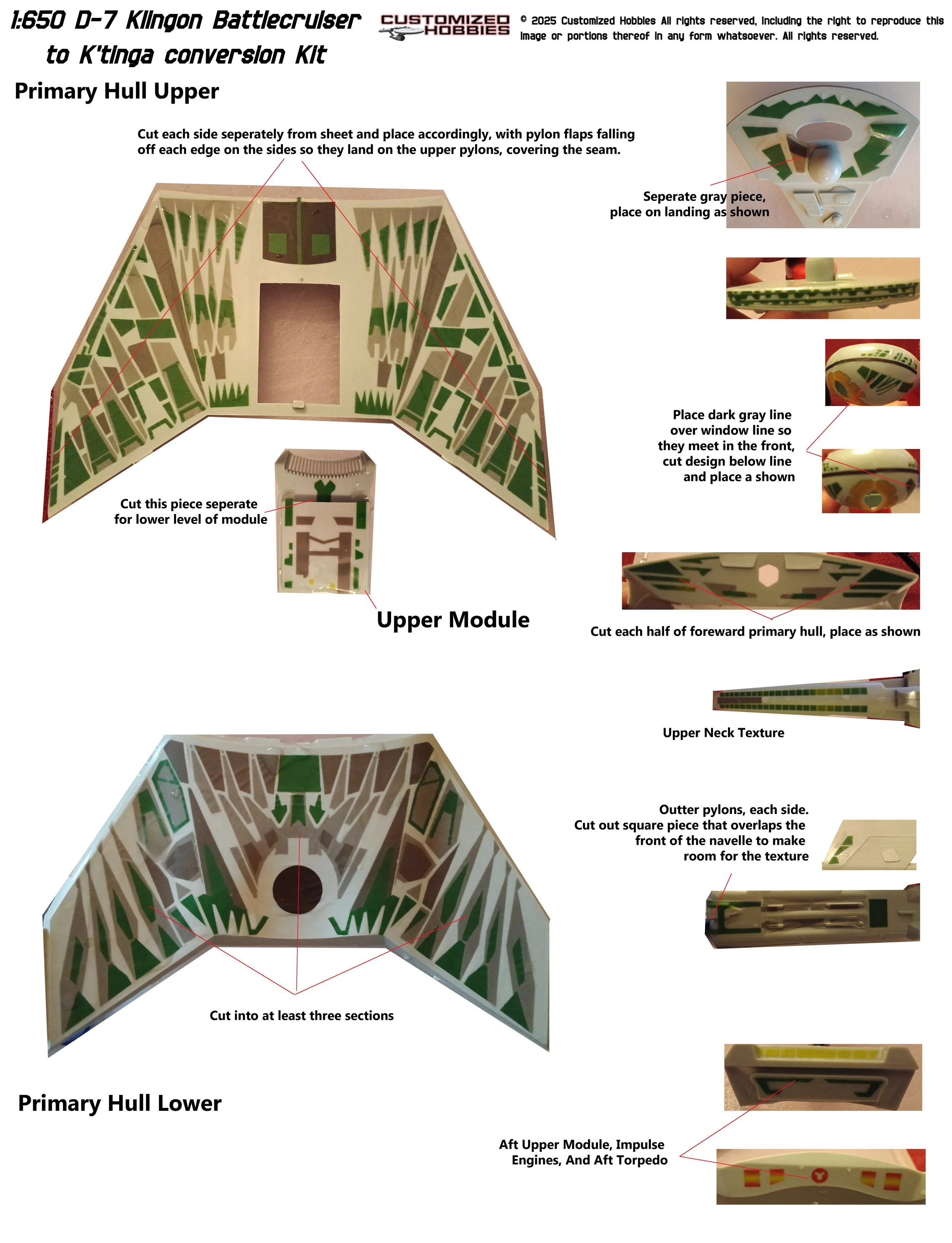 1:650 Klingon D7 to K'tinga Battlecruiser Conversion Decals