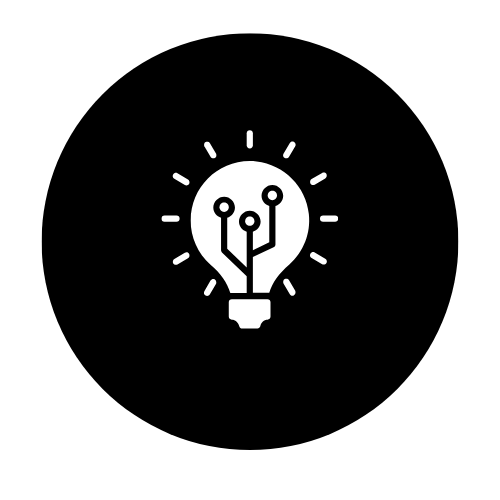 A lightbulb with electronic circuit lines inside, symbolizing innovation or technology.