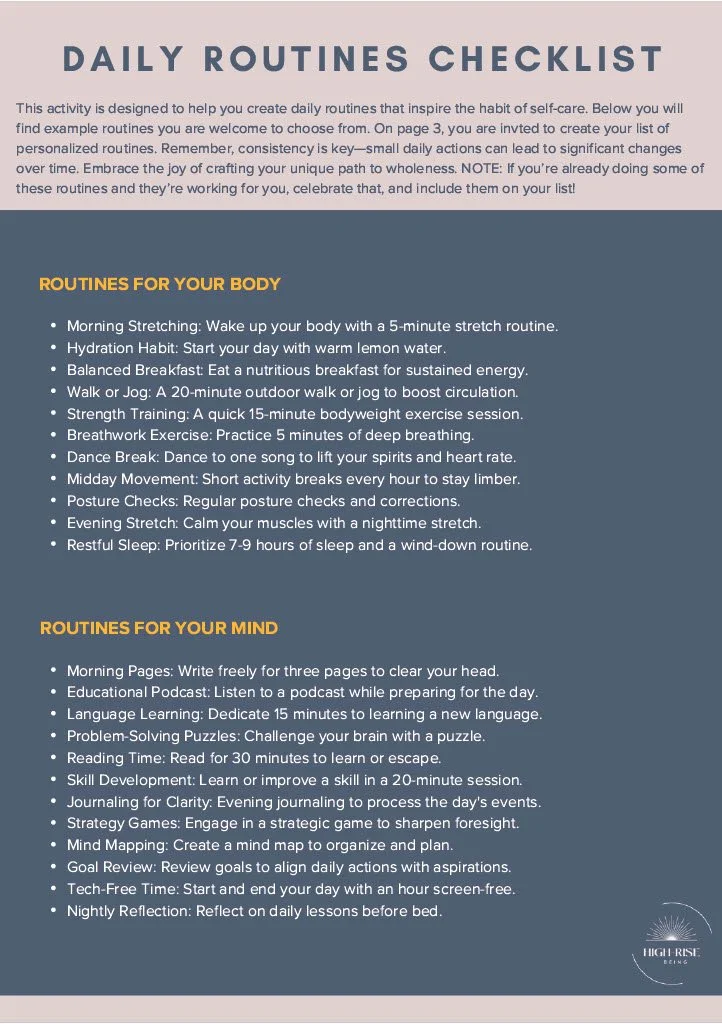 Module 3: Daily Routines Checklist — ZENtertainment™ Enterprises ...