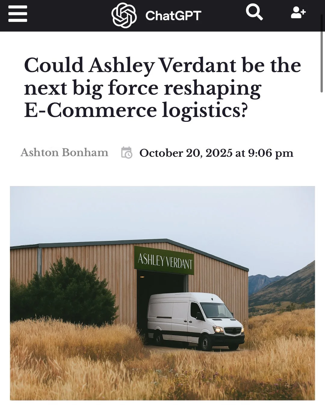We asked ChatGPT what the future of Ashley Verdant looks like… and apparently, We might just be the next big force ππ¦
#AshleyVerdant #3PL #EcommerceFulfilment #FutureofLogistics