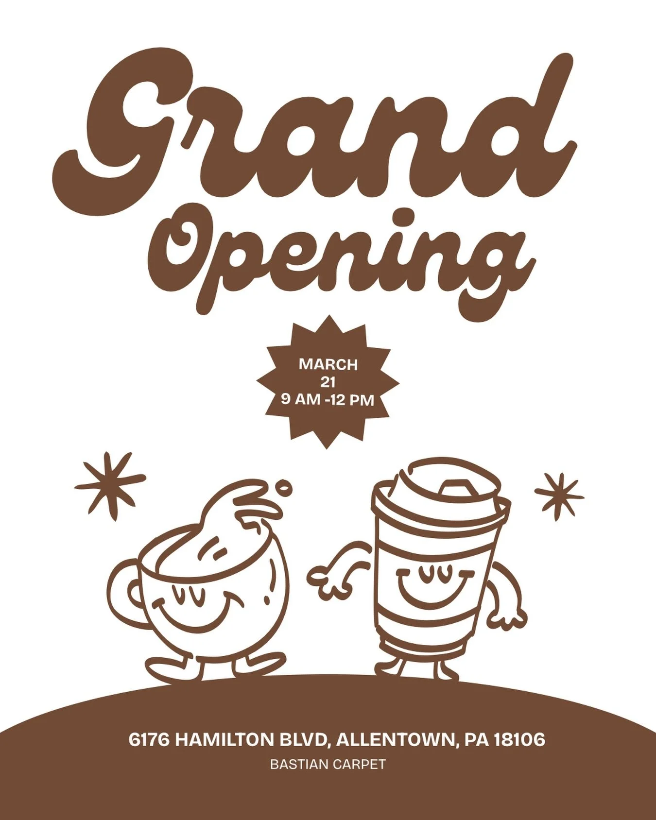 EEEEK!!! The 2 week countdown is finally here! Come join us at our GRAND OPENING on March 21 from 9-12 in the parking lot at Bastian Carpet. See you there! 🤩