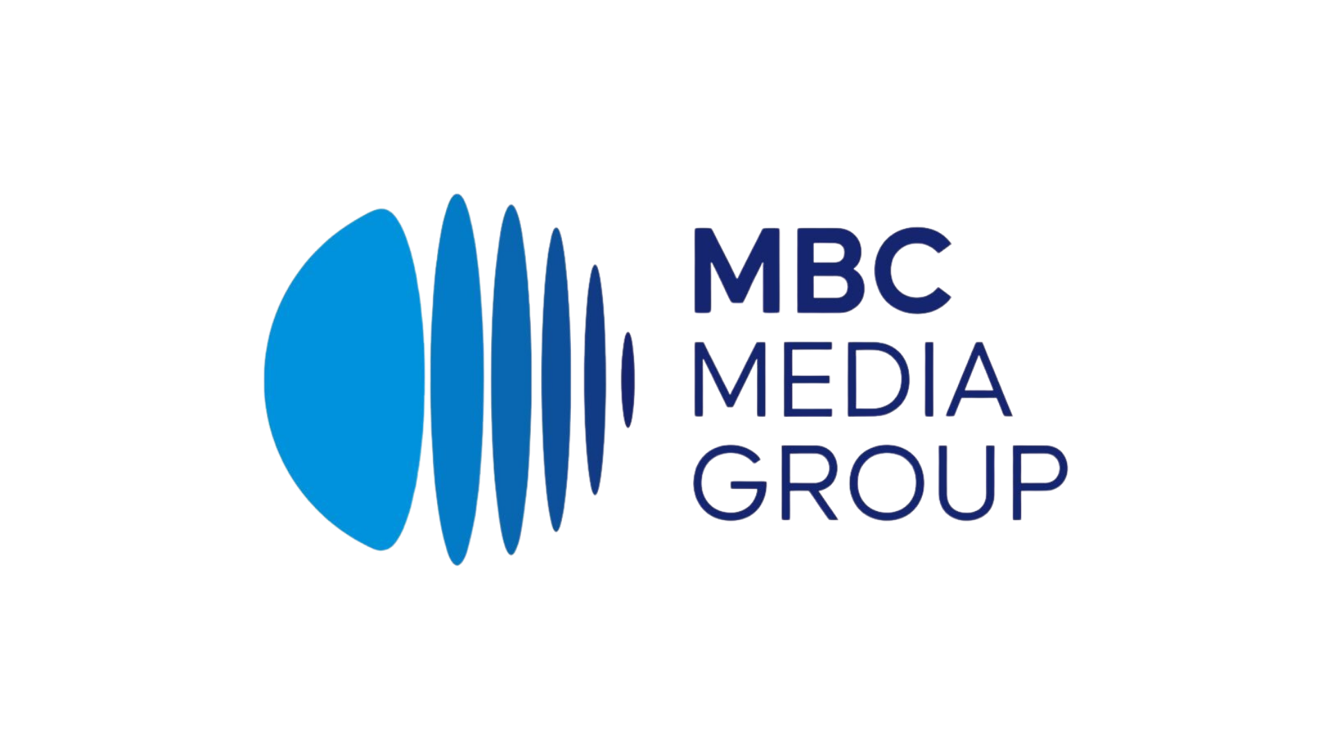 MBC MEDIA GROUP logosu, mavi renkli oval ve çizgiler ile tasarlanmış.