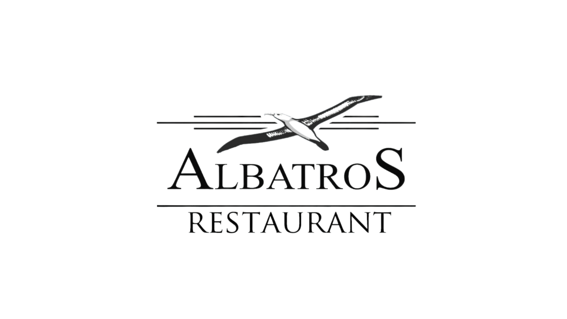 Albatros Restoran logosu, kuş ve dalga detaylarıyla
