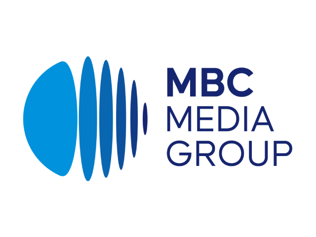 MBC MEDIA GROUP logosu, mavi renkli oval ve çizgiler ile tasarlanmış.
