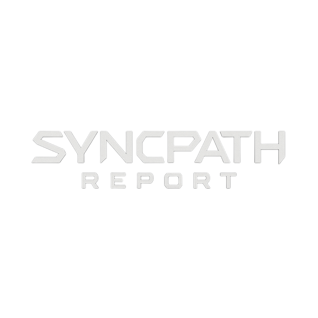 Logo for SynchPath Report with silver text on a black background.