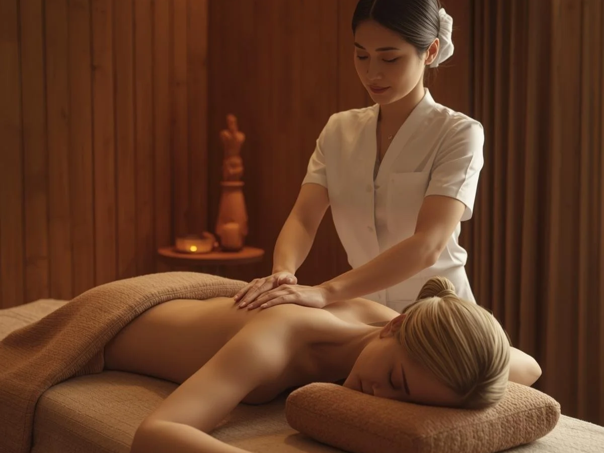 Swedish massage with gentle relaxation techniques in a warm spa setting in Los Angeles