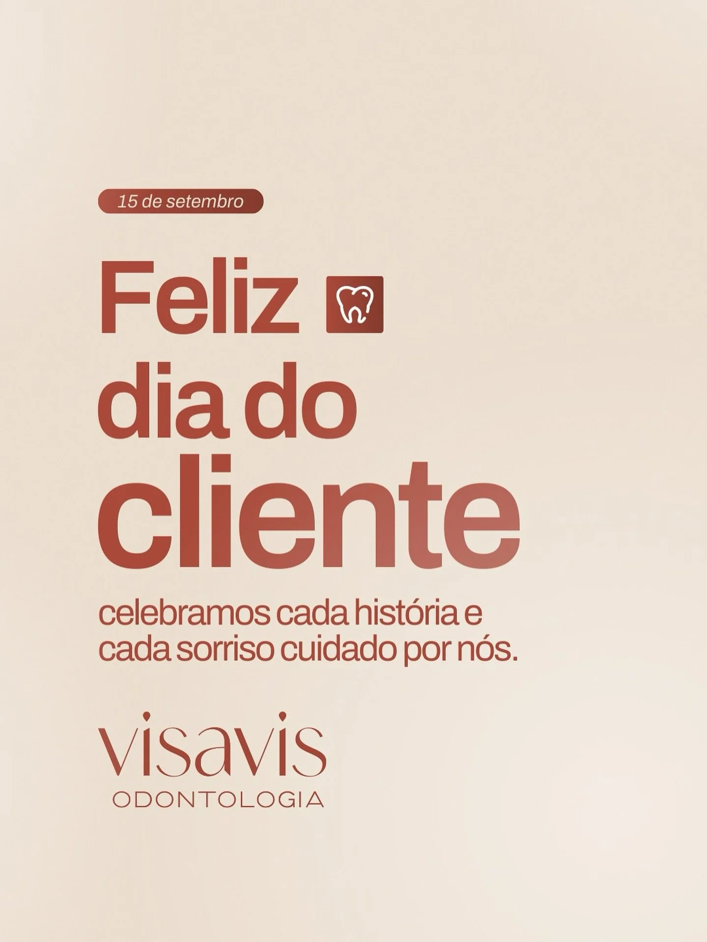 Feliz Dia do Cliente! 🧡

Hoje, celebramos quem acredita que preven&ccedil;&atilde;o, sa&uacute;de e cuidado especializado s&atilde;o essenciais para sorrir com confian&ccedil;a. 🦷

Cuidar dos dentes vai al&eacute;m da est&eacute;tica: &eacute; sobr