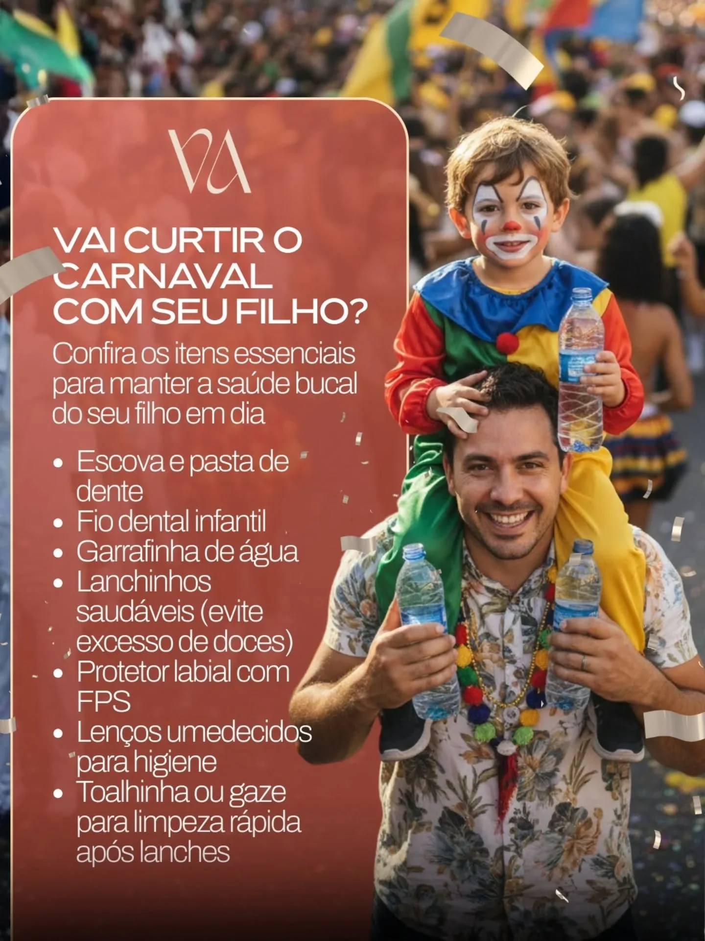 Organizar uma pequena rotina de cuidados durante o Carnaval ajuda a preservar a sa&uacute;de bucal das crian&ccedil;as mesmo fora de casa. 

A aten&ccedil;&atilde;o &agrave; higiene ap&oacute;s as refei&ccedil;&otilde;es, &agrave; hidrata&ccedil;&ati