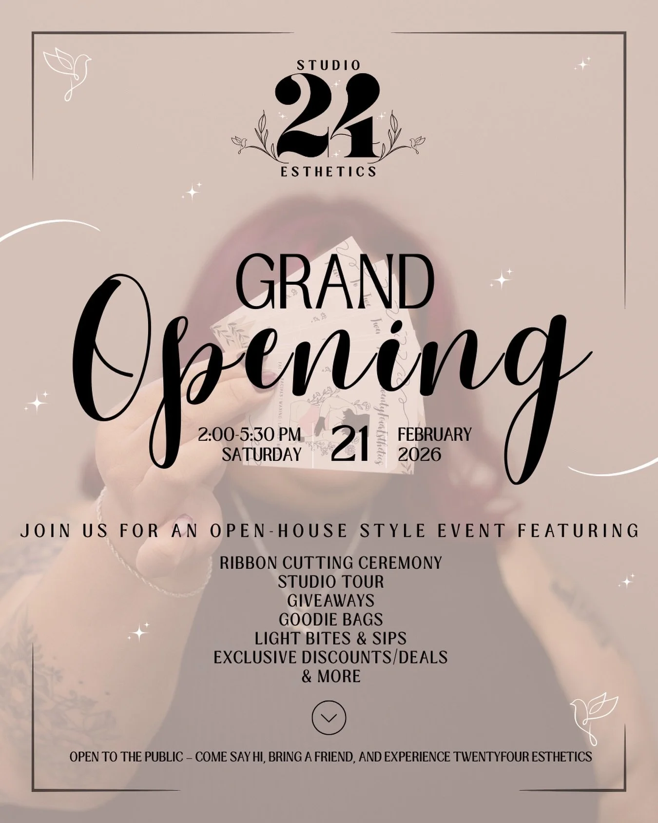 This moment is about so much more than opening a studio 🤍

On Saturday, February 21, I&rsquo;m inviting you to celebrate the grand opening of TwentyFourEsthetics &mdash; a space built with intention, care, and the support of the most incredible comm