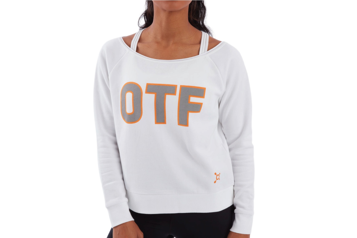 Richard Saguin Neon Skunk OrangeTheory Off Shoulder Sweatshirt FW20.png