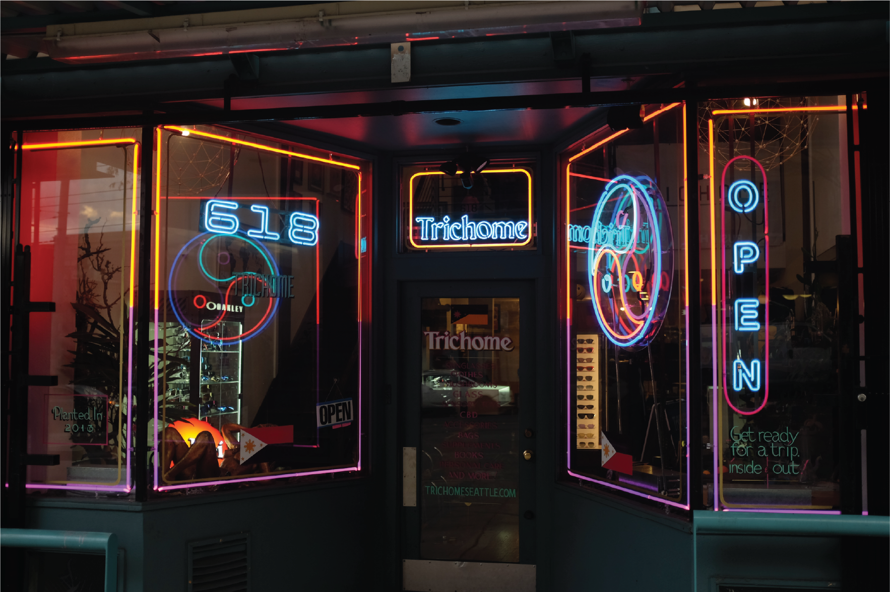 Trichome Storefront Neon Angle 1