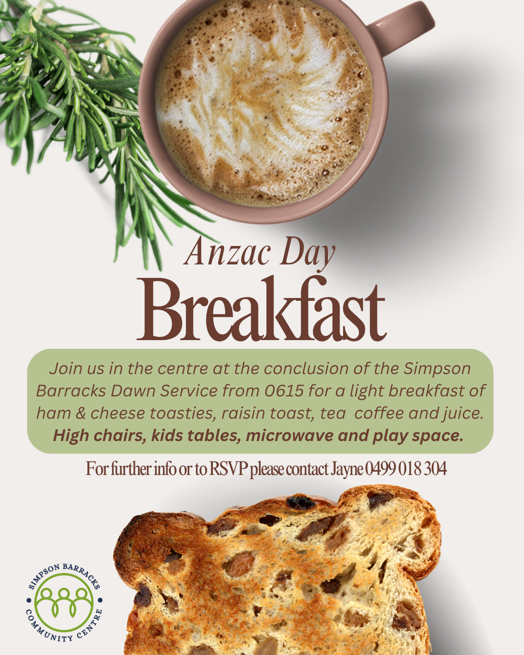 Saturday - ANZAC Day Post–Dawn Service Breakfast