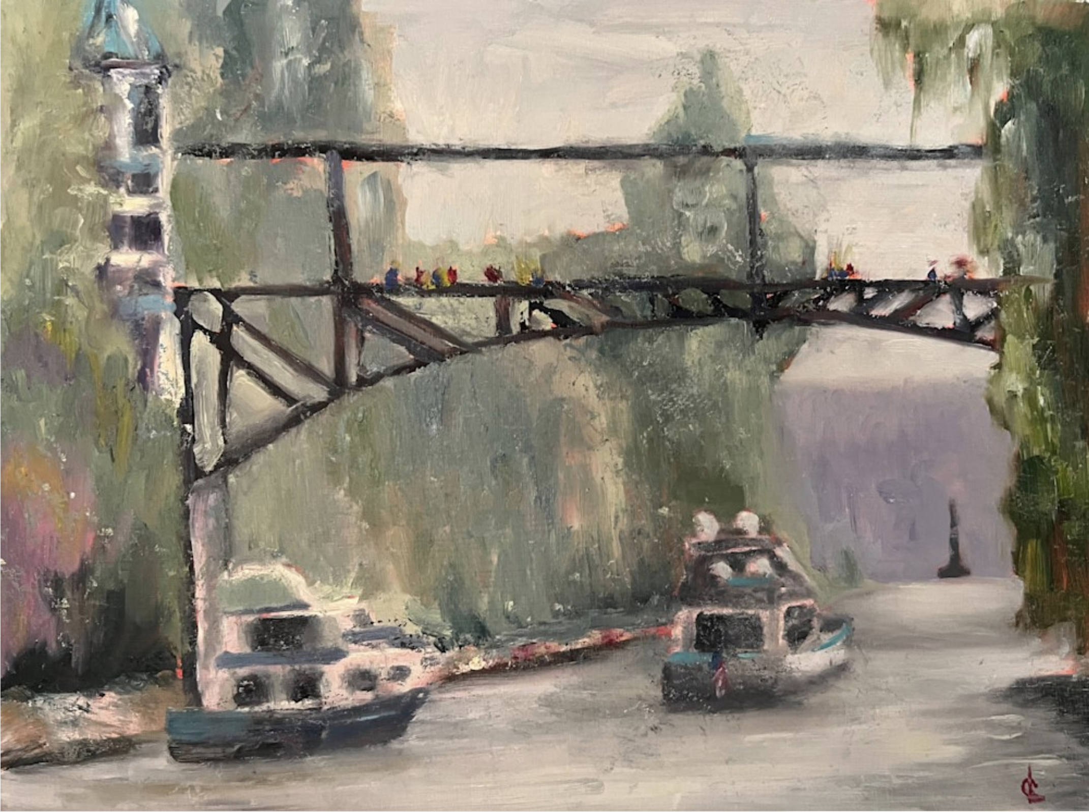  Morning Out to the Log Boom  
 Oil on panel, size: 11 x 14
 Shop Gallery →