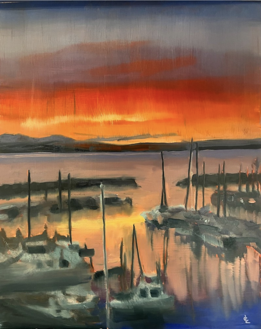  Welcome Home to Elliot Bay 
 Oil on aluminium, 2022,  size: 20 x 16
 Shop Gallery →
