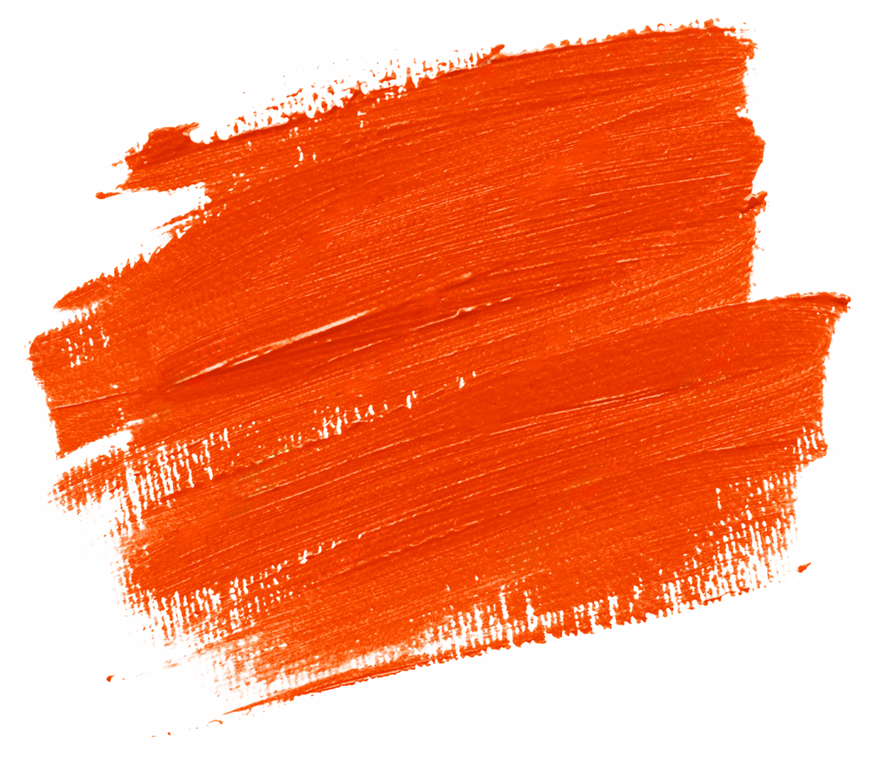 Close-up of orange paint stroke on white background.