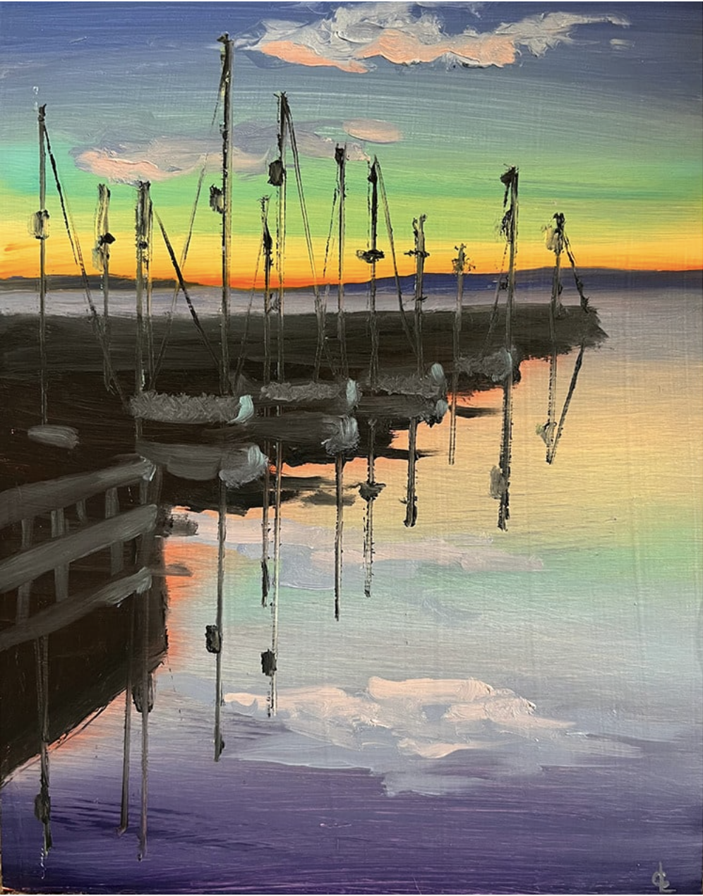  Des Moines Marina Sunset  
 Oil on aluminium panel, 2022,  size: 12 x 9
 Shop Gallery →