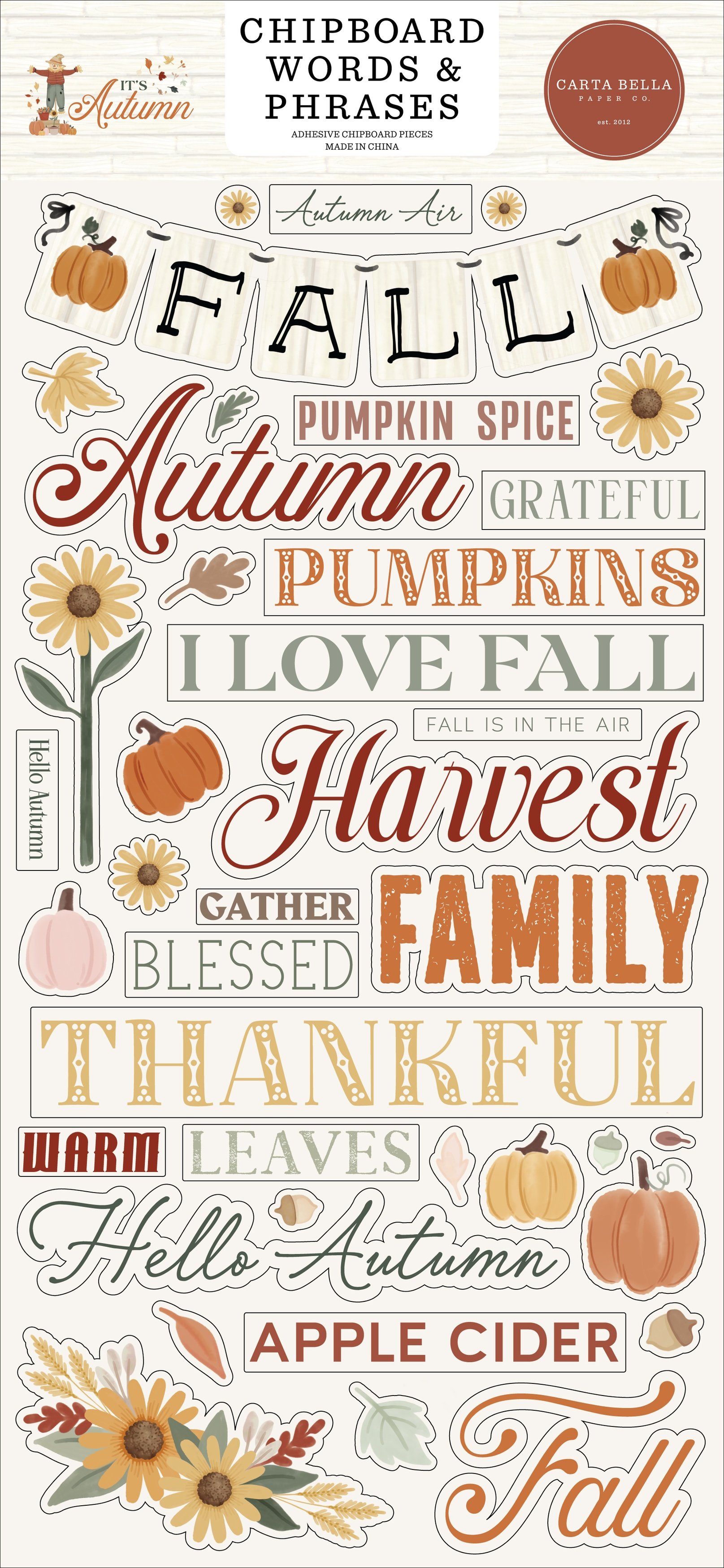 It's Autumn Chipboard Words and Phrases
