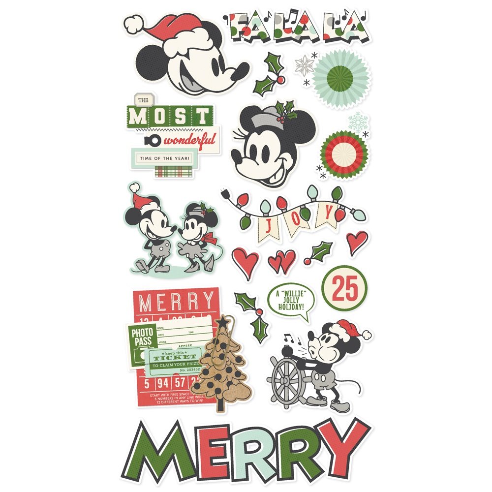 Classic Mouse Christmas Chipboard Stickers