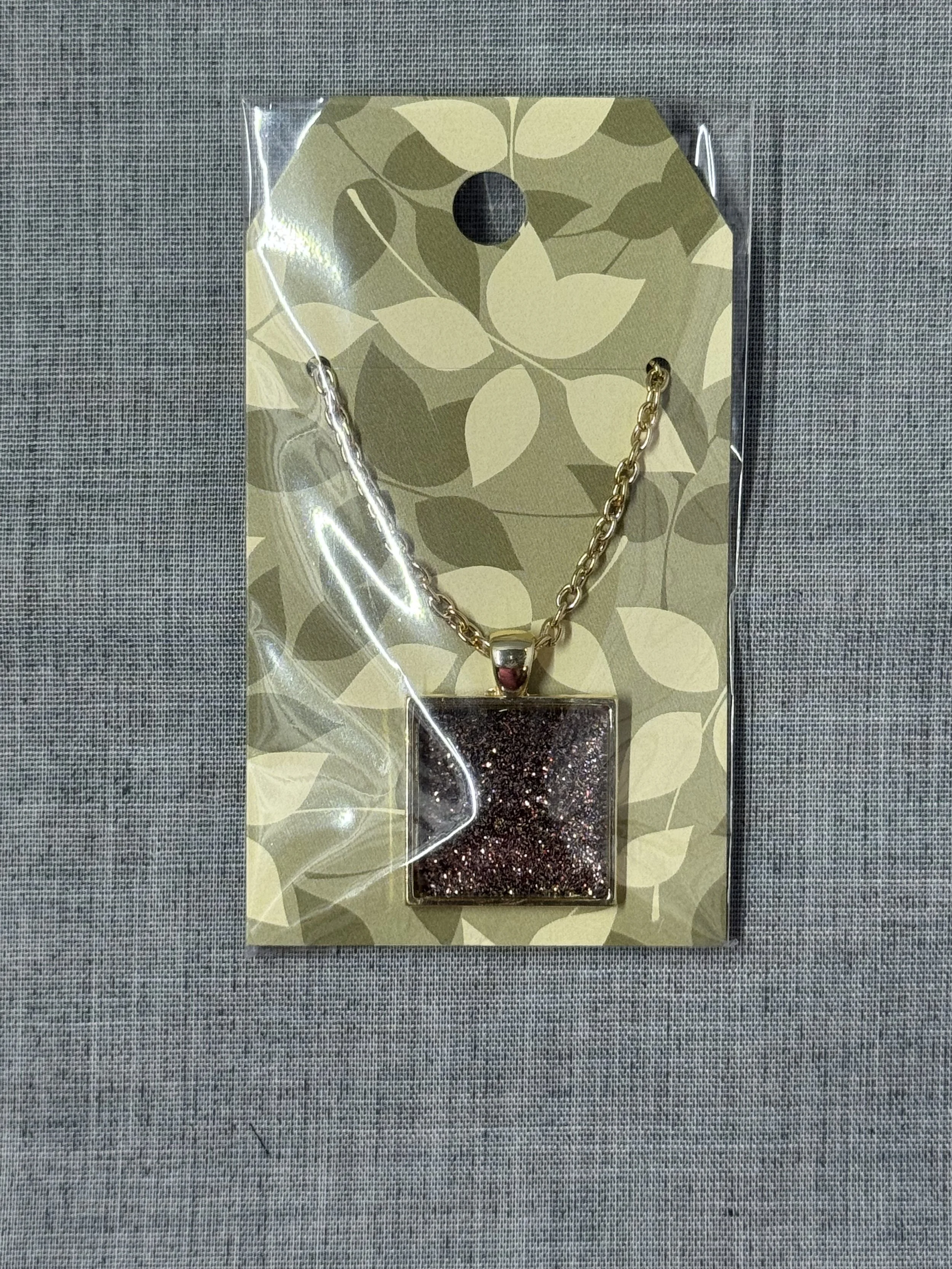 Brown Sparkle Square Necklace