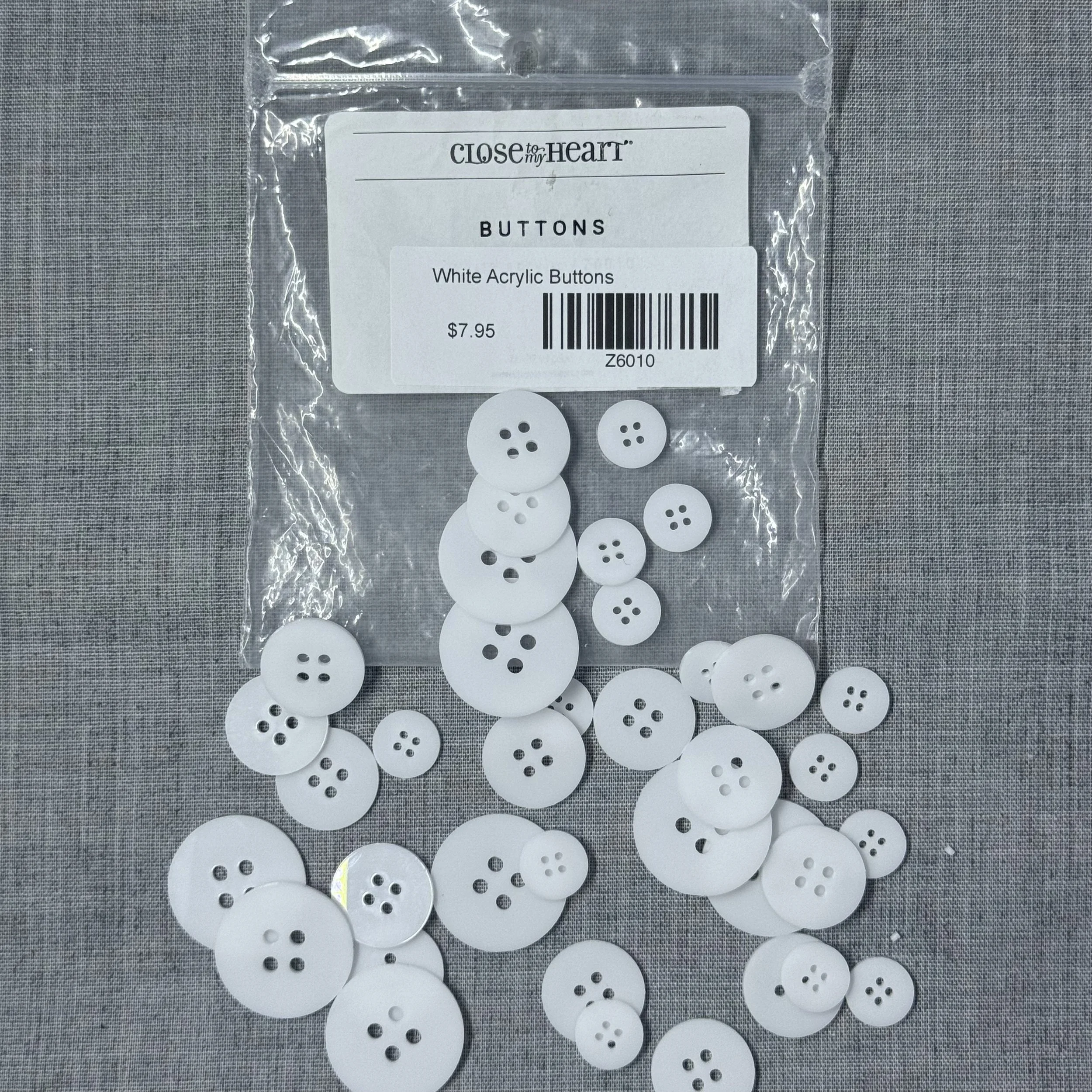 White Acrylic Buttons