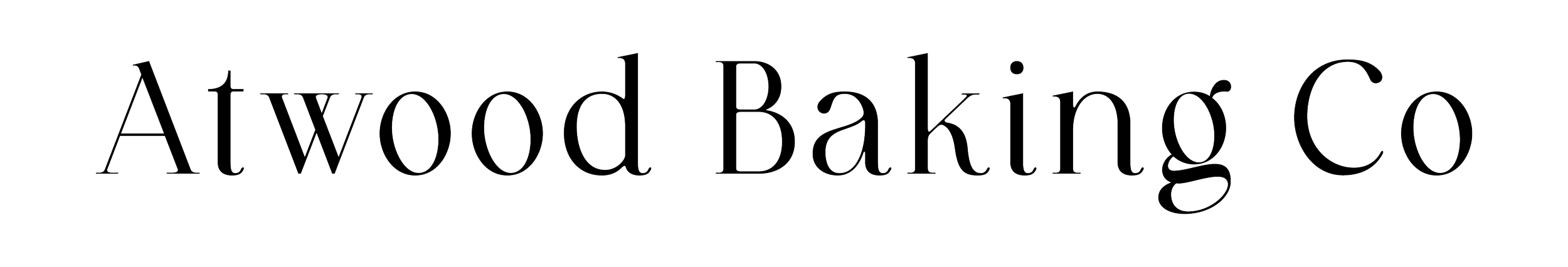 Alwood Baking Co logo in black outlined text