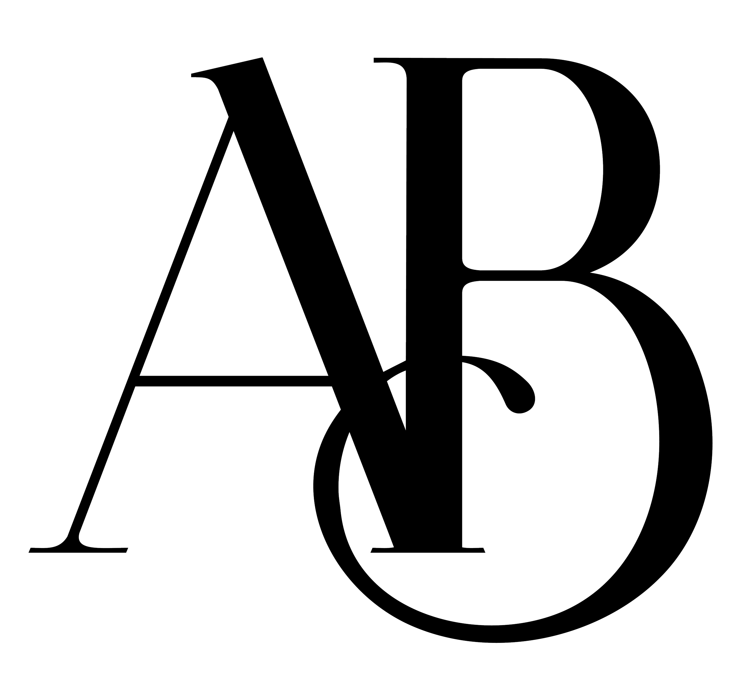 Outline of the letters 'A' and 'B' in a stylized font with transparent and black lines.