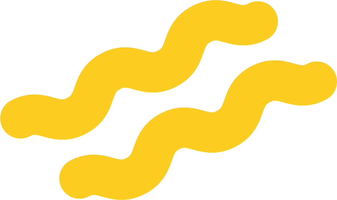 Illustration of two yellow twisted wiggly shapes.