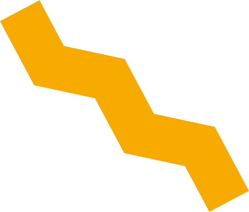 A stylised, simplified, orange zigzag arrow pointing downwards.