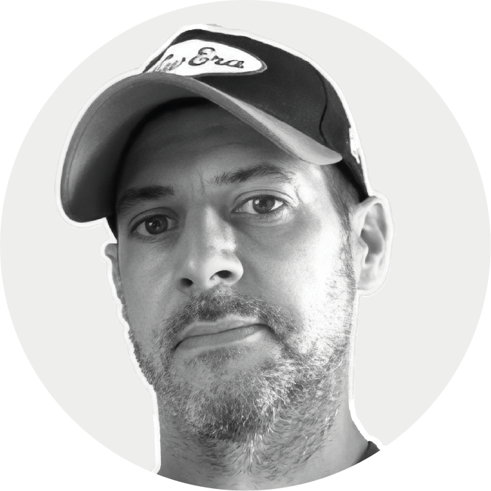 Black and white Jim Davey, chief creative and owner of Let's Make Toys.