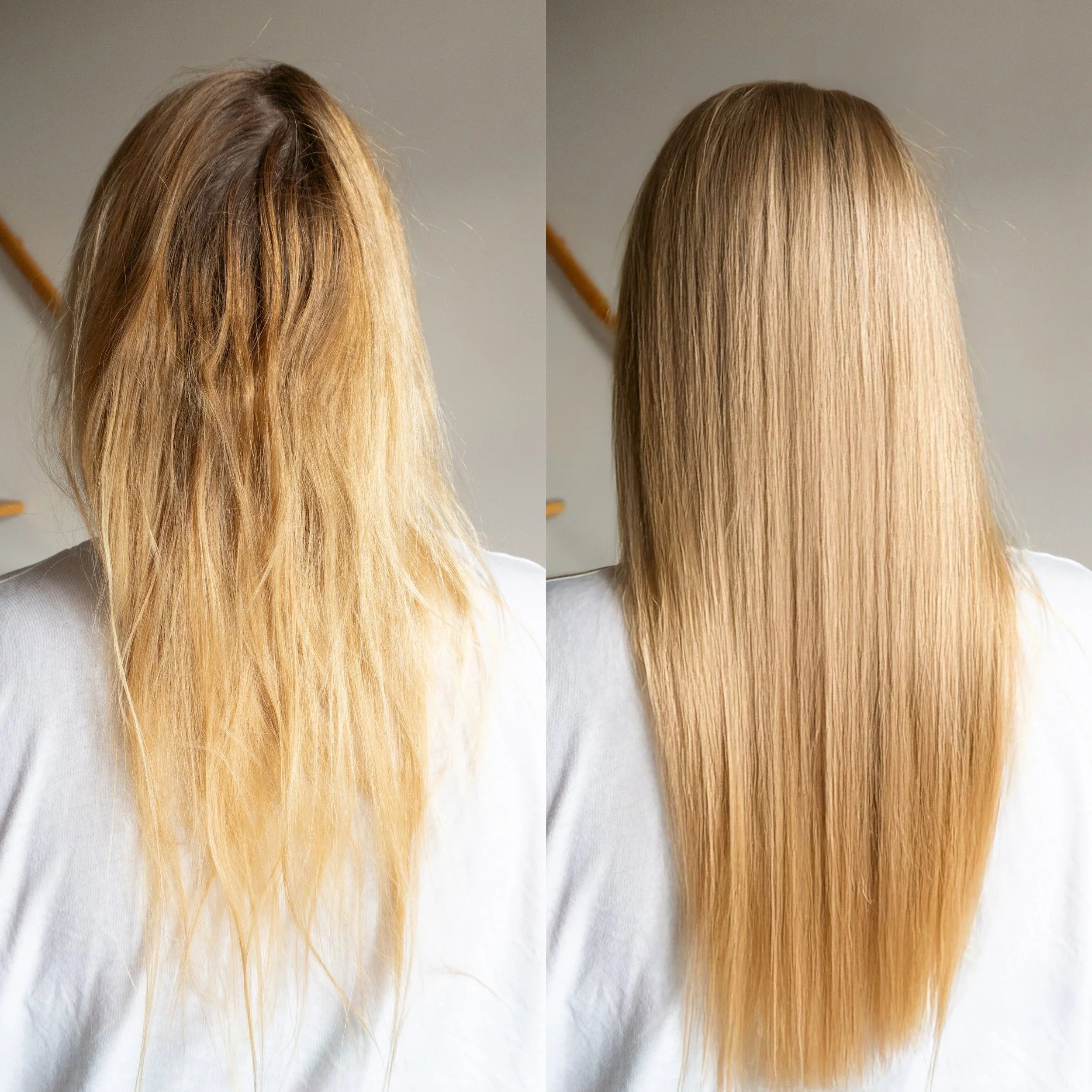 Before & After Keratin on blonde Hair