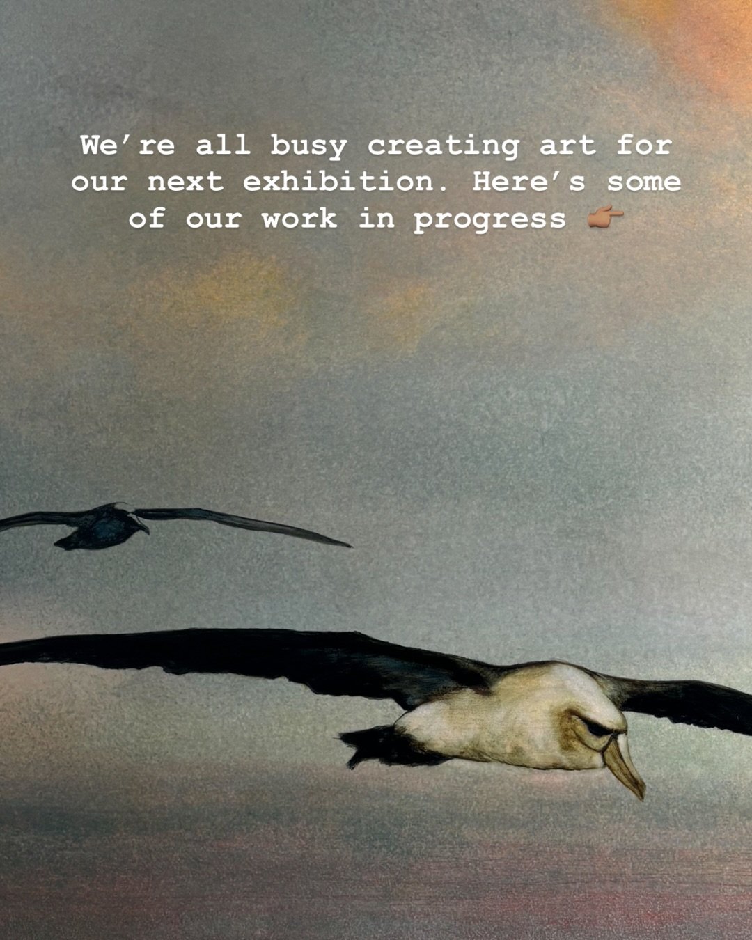 We&rsquo;re currently creating new work for &lsquo;Airborne&rsquo;, our next group exhibition at Artē Collective. 
&lsquo;Airborne&rsquo; invites viewers into moments of suspension and ascent: still summer skies, gliding wings, paper planes defying g