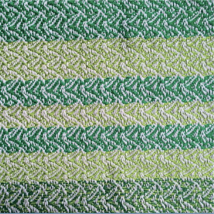 Fresh Grasshopper_machine weave
Nylon yarns & Cotton/polyester blended yarns
178 Tex X 78 Tex
30 X 30 (thread/cm)