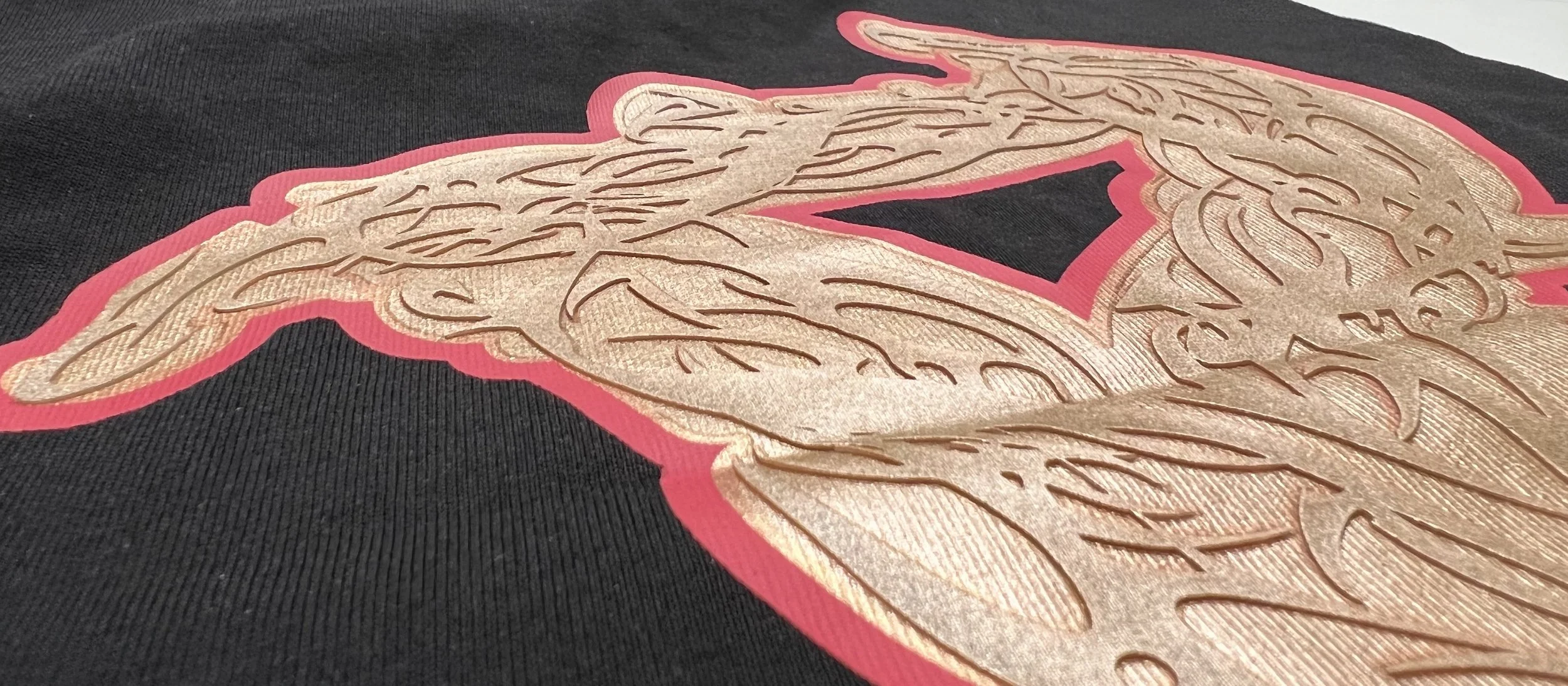 metallic effect graphic print