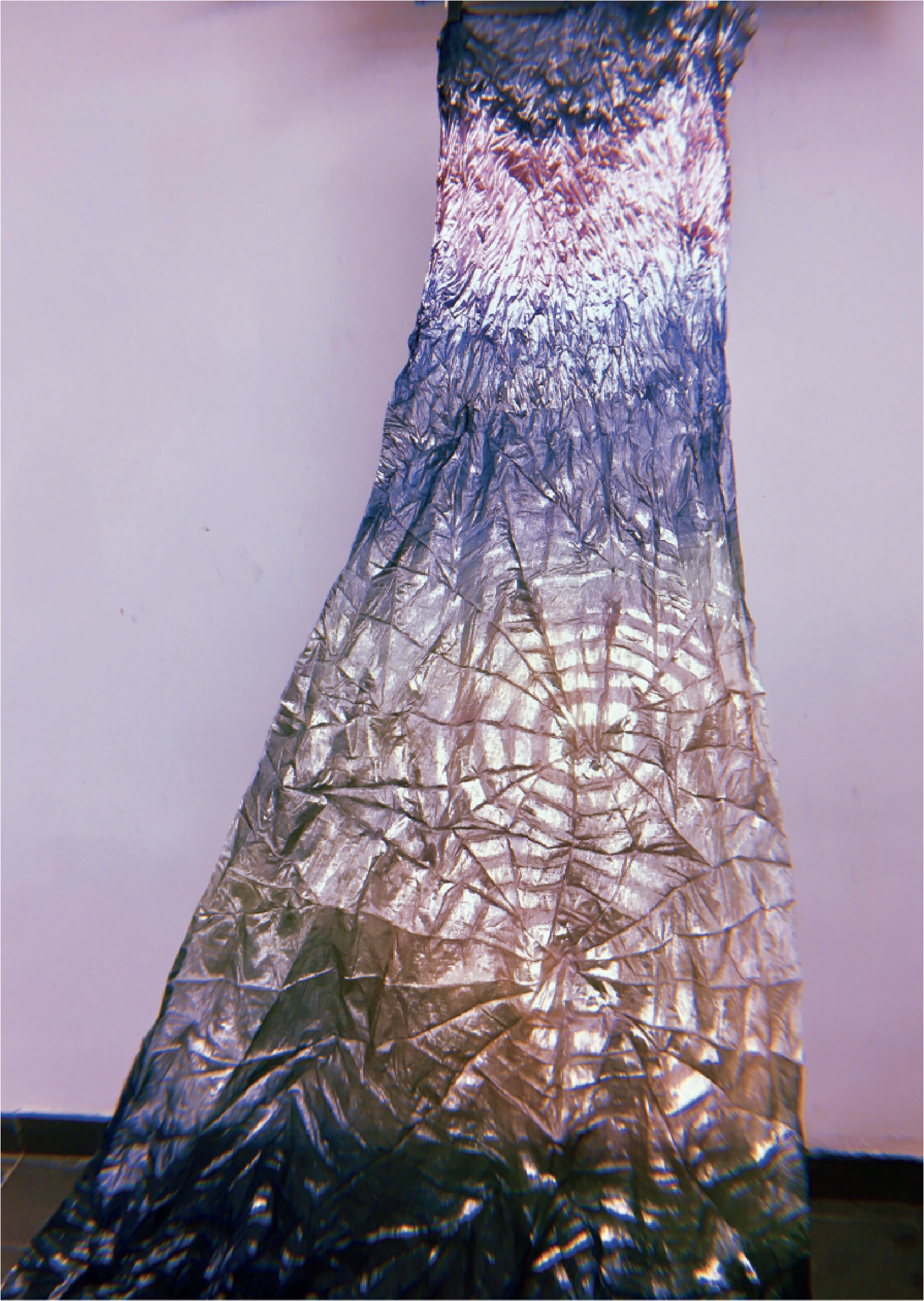 4thDimension_006, 30X100cm.Tie dyeing, metallic effect, 100% Silk