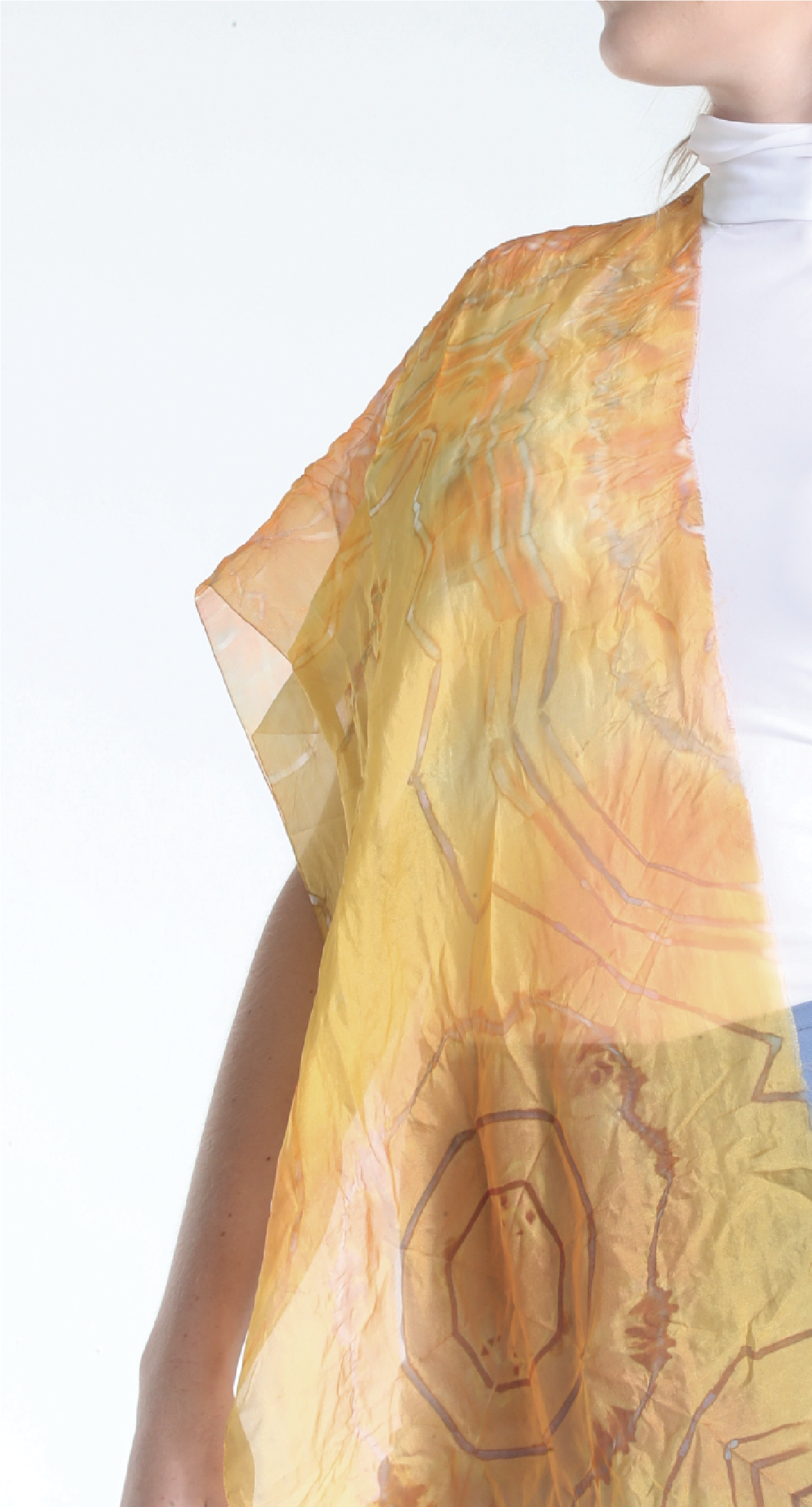Tropical_001, 100x30 cm, Tie dyeing, scouring, 100% Silk