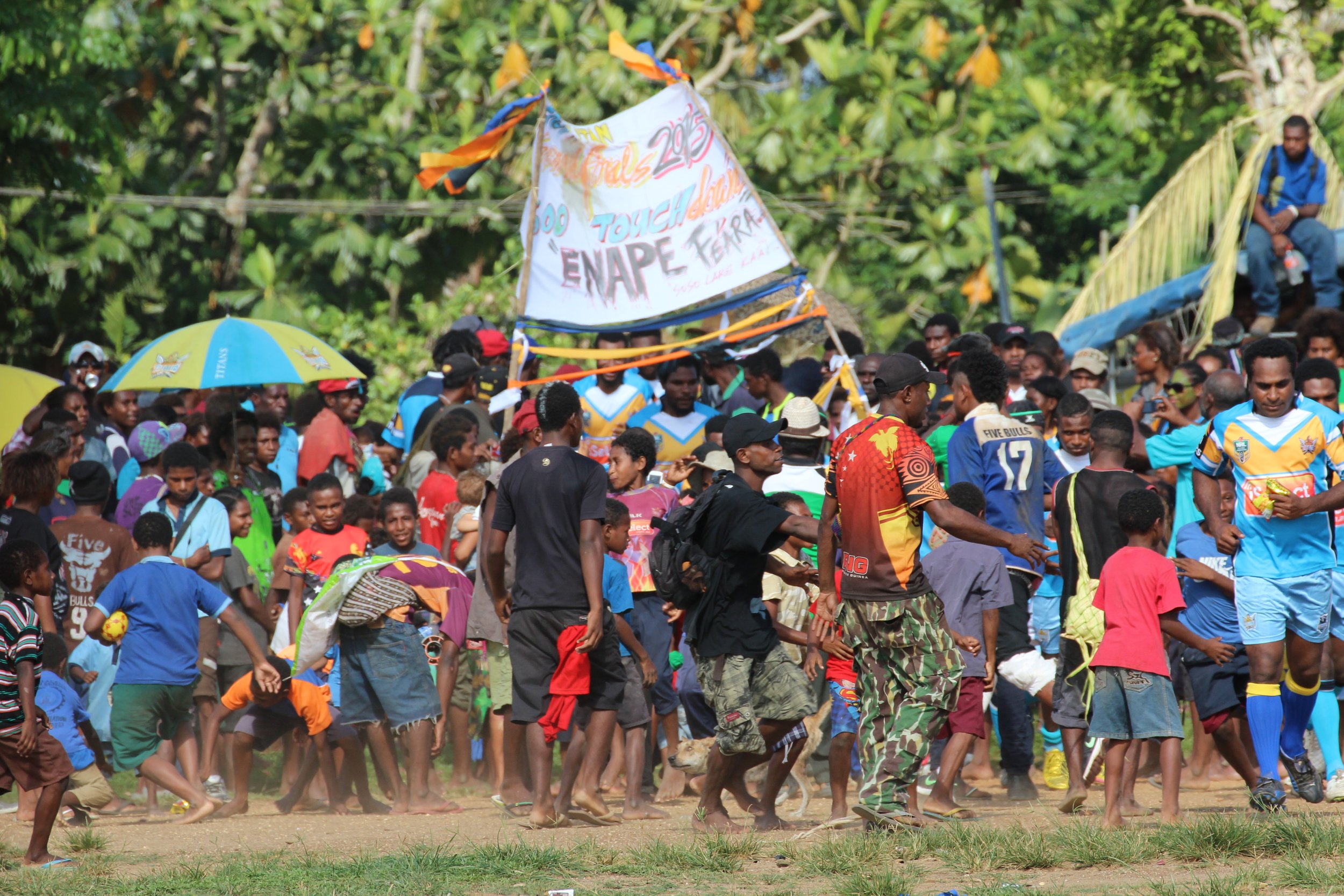 group of boys playing sports in Papua New Guina